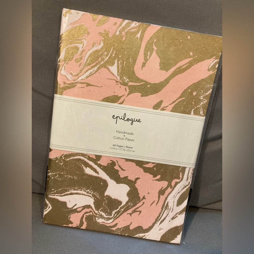 NIP, Epilogue Elegant Handmade Cotton Marbled Metallic Paper Notebook, 60 Pages
